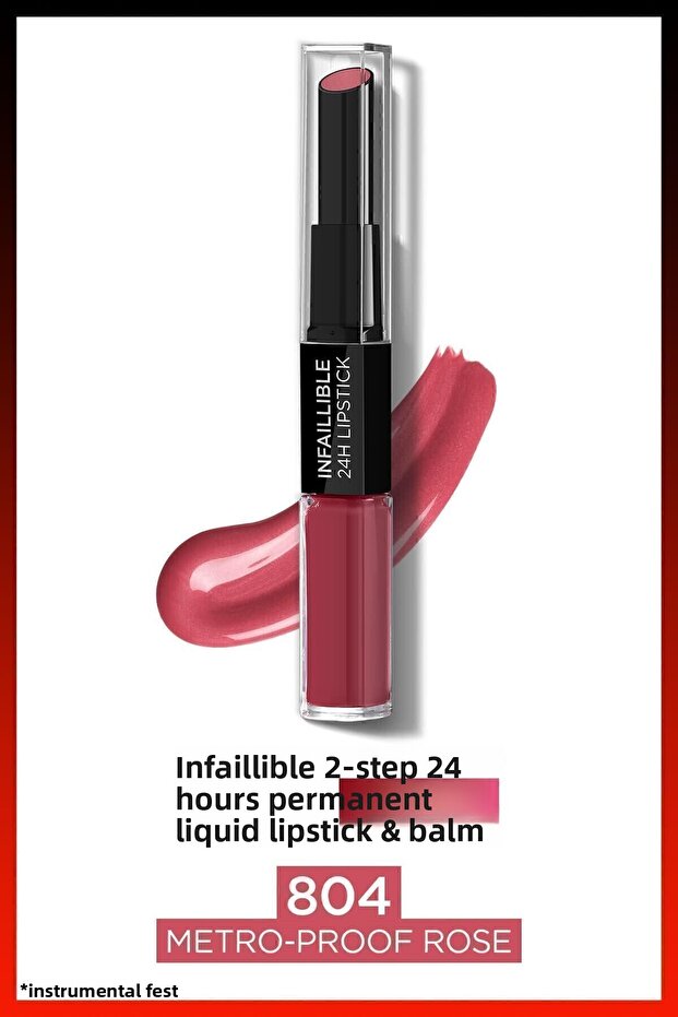 L'oréal Paris Infaillible 2-step 24 Hour Lasting Liquid Lipstick & Balm - 804 Metro-proof Rose