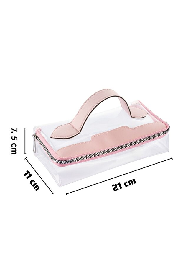 Ns Clearstyle Transparent and Functional Makeup Bag – Pink (21X11X7.5 cm)