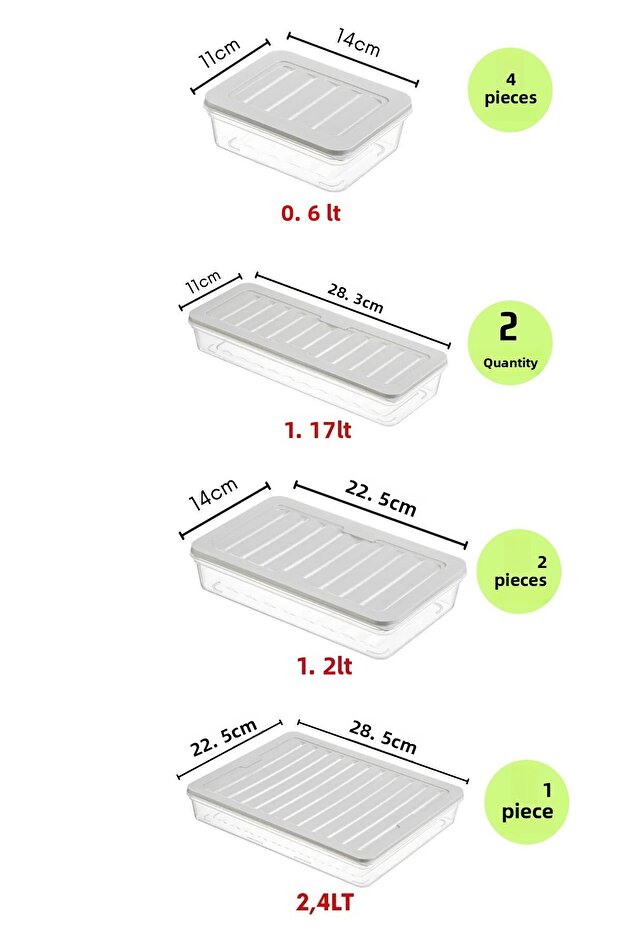 Set of 9 Refrigerator and Freezer Airtight Storage Containers 1X2400Ml 2X1170Ml 2X1200Ml 2X600Ml - 6