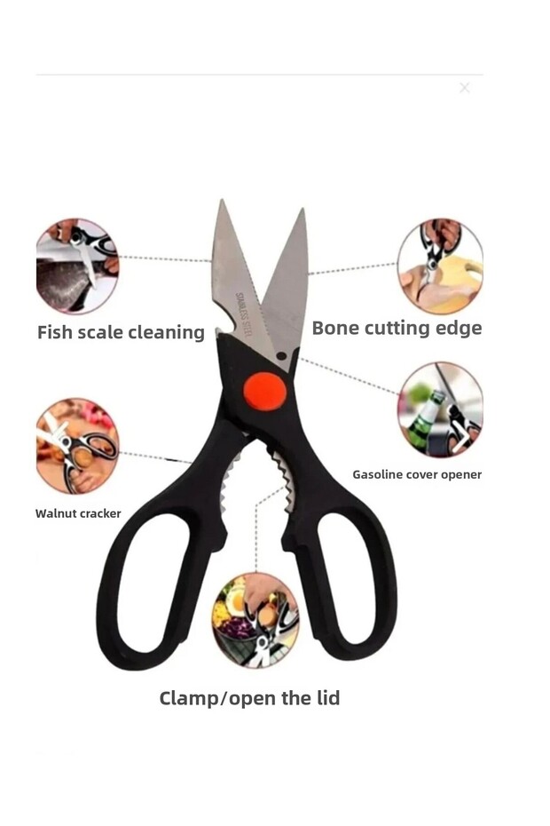 مقص مطبخ متعدد الأغراض، مقص حاد للغاية للأسماك والدجاج واللحوم والخضروات - 1
