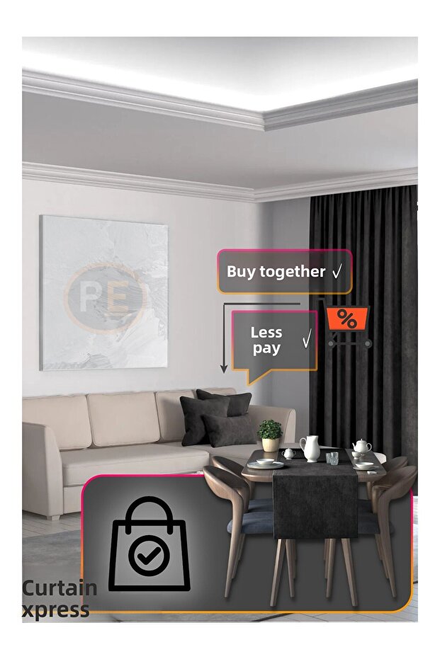 Soft Concept Velvet Texture Black Runner - 2