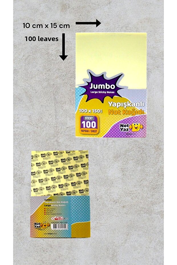 Jumbo Size Adhesive Memo Pad 10 x 15 cm Unprinted - 2
