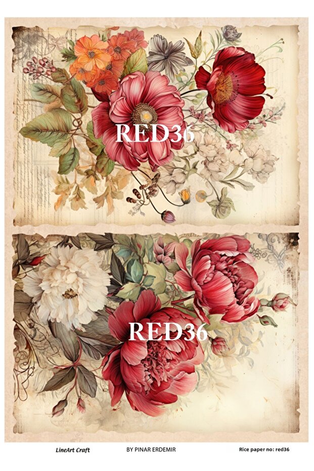 ورق تزيين الأرز RED36 - 29x42 سم