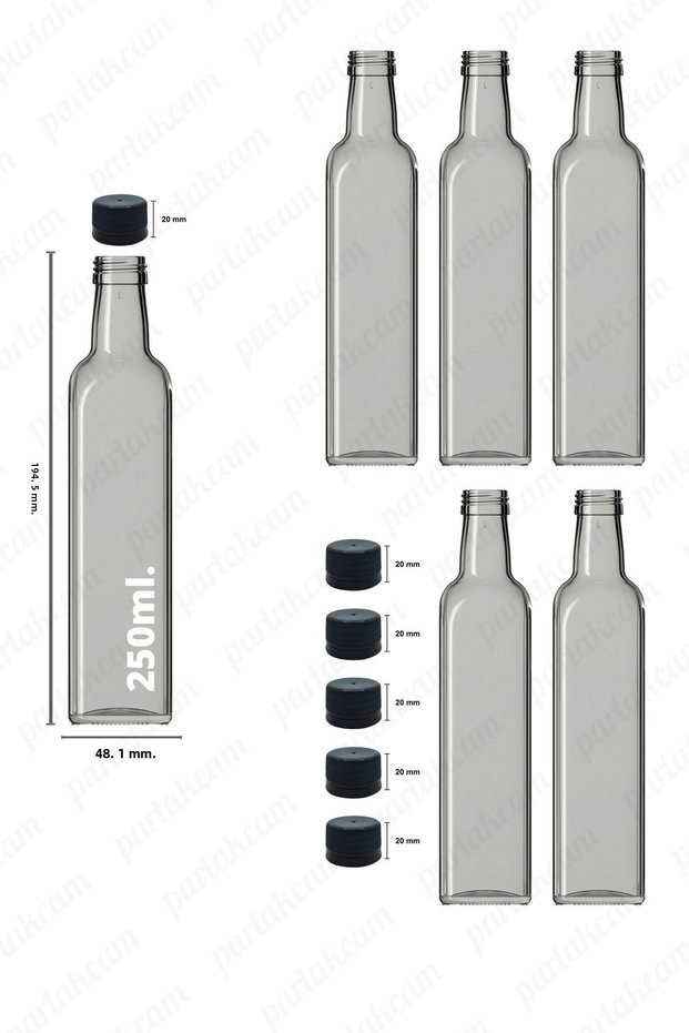 Olive Oil Bottle Transparent Glass Bottle 250ml Maraska Oil Pot Oil Vinegar And Sauce Bottle (5 PCS)