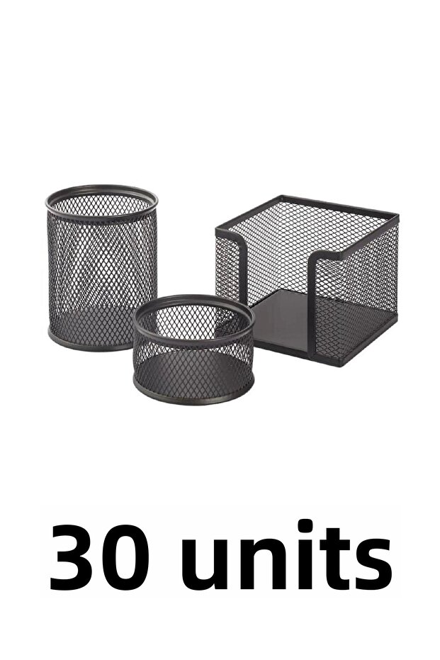 30 Pcs Perforated Desktop Pen Holder Set of 3 470g Black