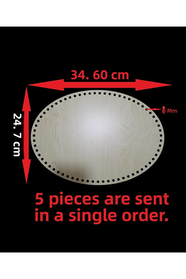 Wooden Cream 35X25 cm 5 Pcs Bamboo Tray Mesh Plate Supla Perforated Coaster Crochet Base Craft Basket Base