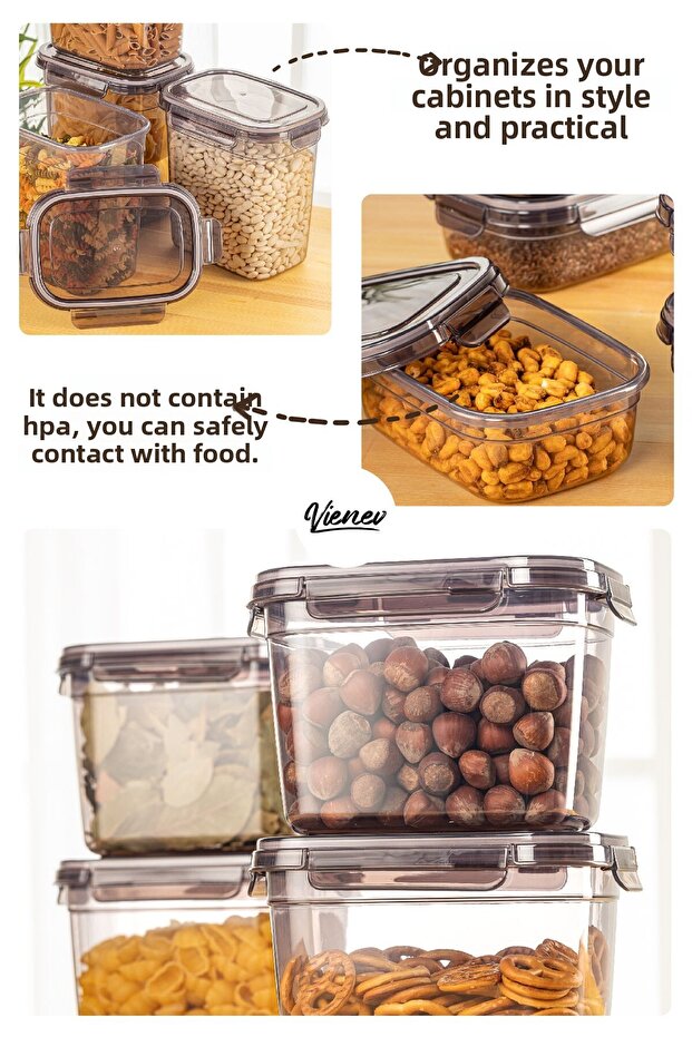 طقم تخزين مستطيل مكون من 6 قطع بسعة 3.2 لتر - مع ملصق طباعة الشاشة - 3