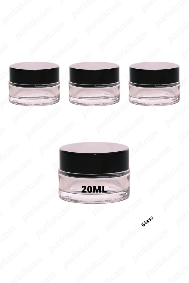 20ml transparent color cream jar glass cream box with black color protection lid 20cc glass jar 3 pcs