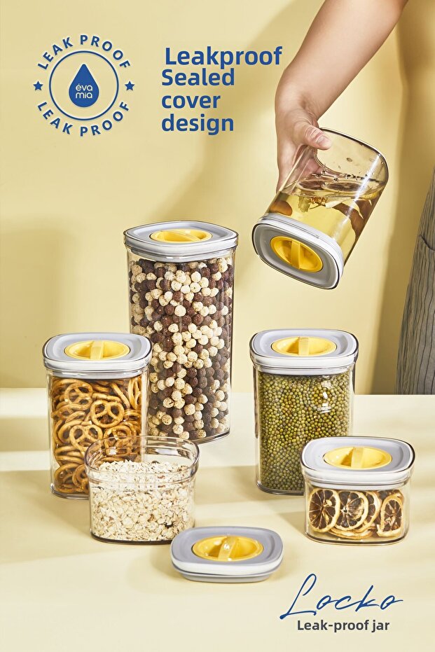 6x Transparent Locko Storage Container - 2LT & Food Set - 2
