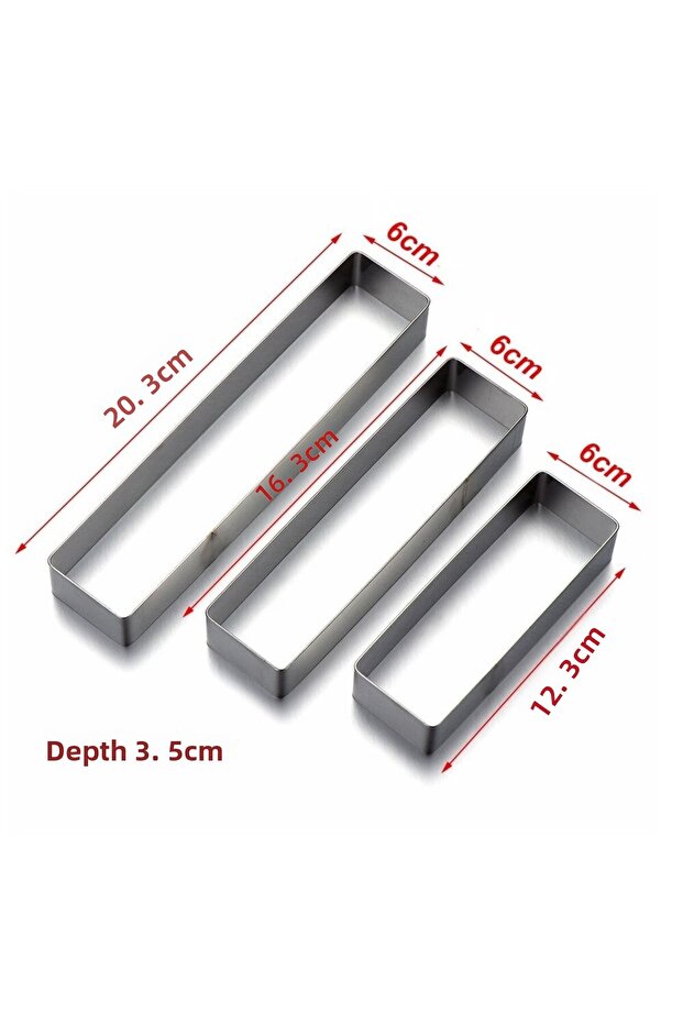 Narkalıp Rectangular Tiramisu Cake Mold 3 Pieces - 2