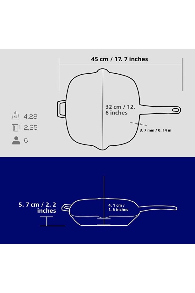 26x32cm Rectangular Grill - Iron Solid and Handle Pan - 5