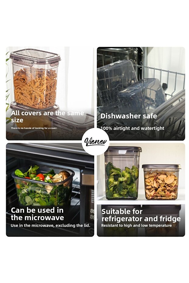 6-Piece Rectangular Storage Set with 2-Liter Cap - Screen Printing Label - 6