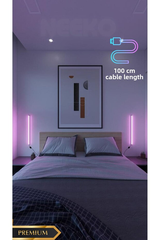 2 Pieces Mini Wall Sconce Remote Controlled Rgb Led 16 Colors - 2