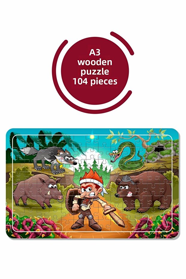 Hero And Wild Animals A3 104 Piece Puzzle, Toy, Jigsaw