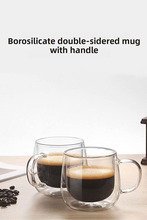 1 Piece Double Glass Universal Walled Glass Mug Home Office Cup Double Layer Thermal Insulation Cup with Handle - 5