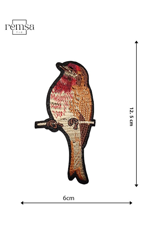 زخرفة - رقعة - رقعة - نموذج طائر على فرع الحديد (6 سم × 12,5 سم)