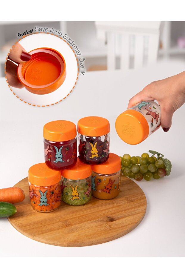 Six Pack Patterned Baby Food Jar 200 Ml - 4