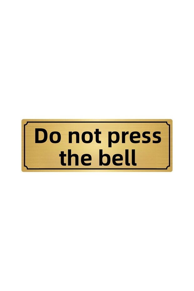 Gold Metal Do Not Ring the Bell Directional Sign 7cm X 20cm