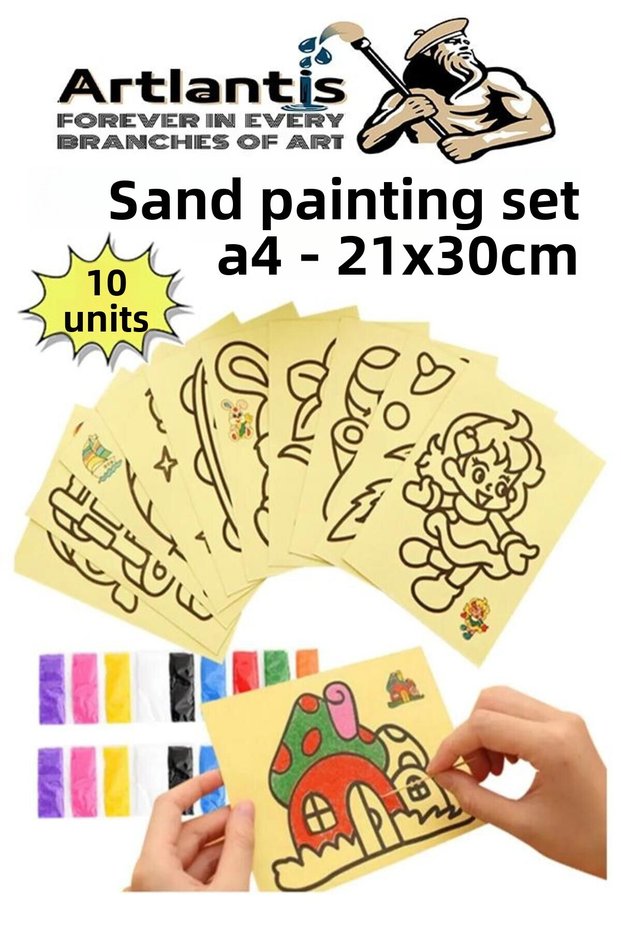 Sand Painting Set 10 Pieces 20X30 cm A4 Size Large Size Quality Sand Painting Work Salt Painting Effect
