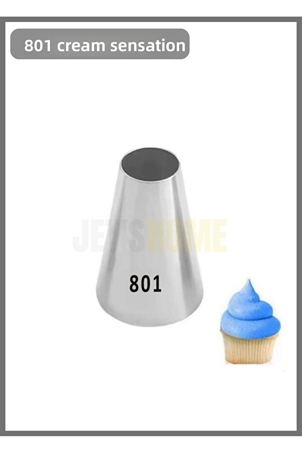 801 Round Cream Tip Cupcake Pastry and Cheesecake Decorating Tip Large Stainless Steel 2.4X6.5X4.5 cm
