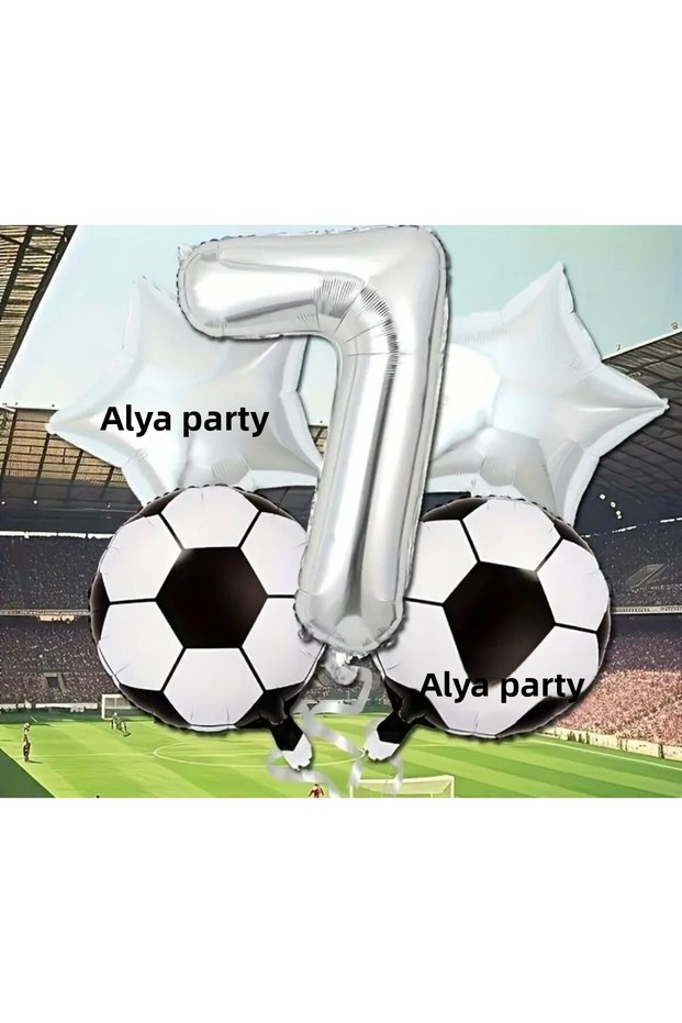 PARTY Silver Number Foil Balloon Soccer Bulk Birthday Set