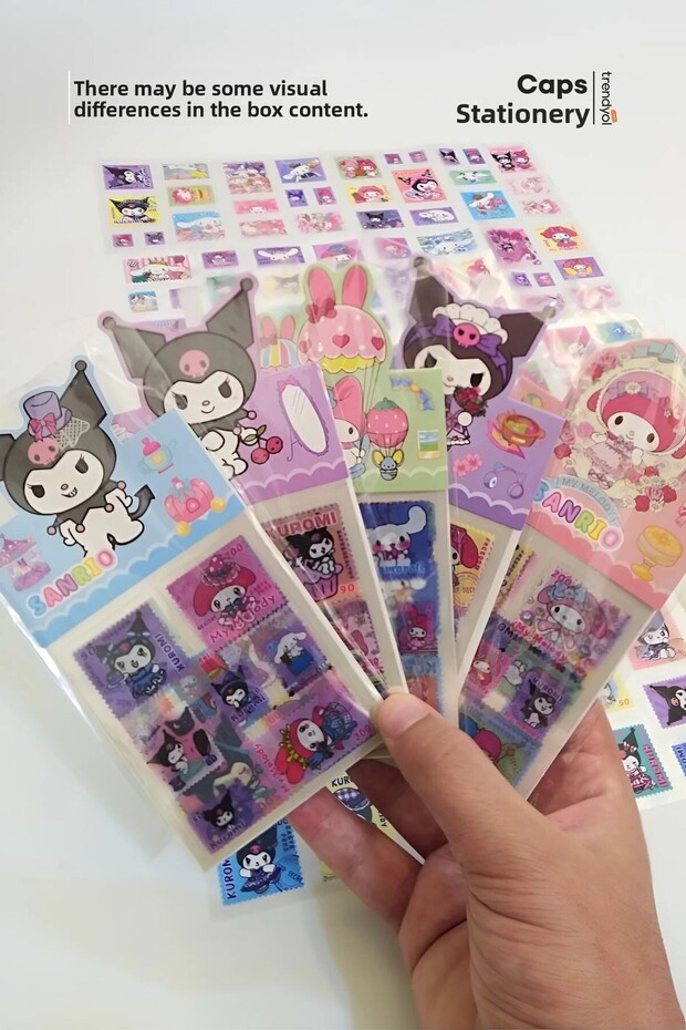 Sanrio Themed 5 Sheets Flake Look Holographic Sticker Set – Kuromi, My Melody Letter Stickers