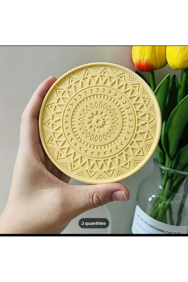 Yellow Concrete Mandala Coaster 2 Liters