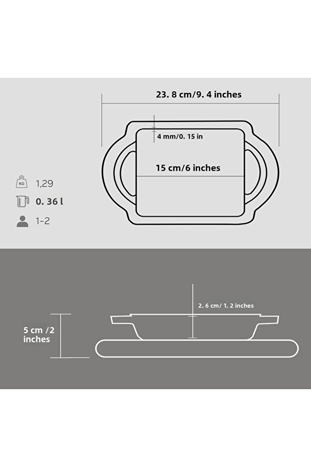 صب مستطيل من الحديد المصبوب بمقبض مزدوج من خشب الزان مقاس 12 × 15 سم - 5