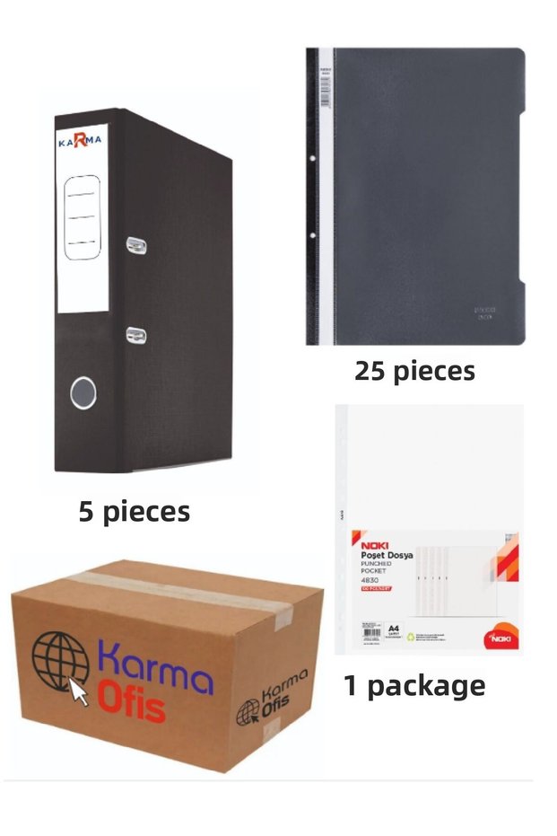 Black Wide Office Folder and Ring Binder Set