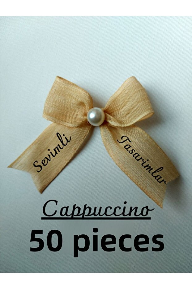 Napoli Linen Ribbon Pearl Detailed Instant Bow (50 Pieces)