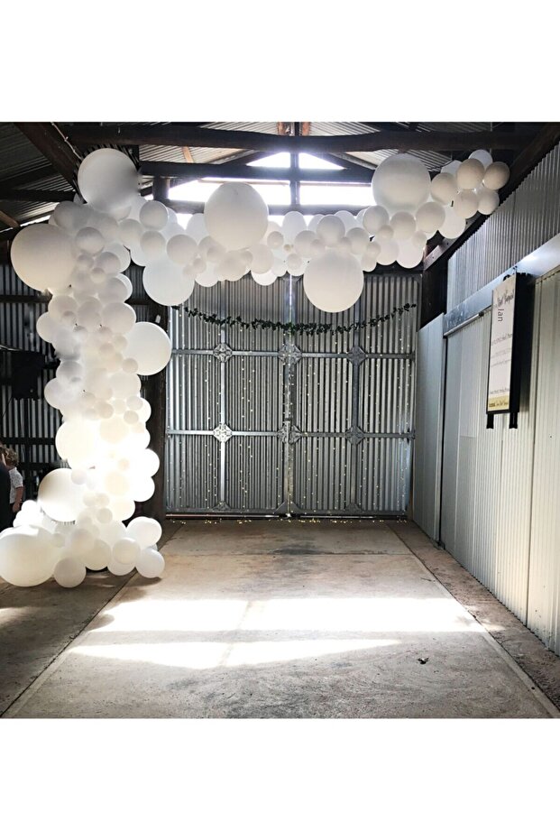 Best Pastel White Metallic White Transparent Balloon Wedding Chain 100 Pieces + 5 Mt Balloon Chain
