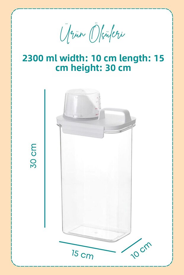 1 Piece Leak Proof Storage Liquid Powder Detergent Food Storage Box - Detergent Box with Scale 2300 ml - 2