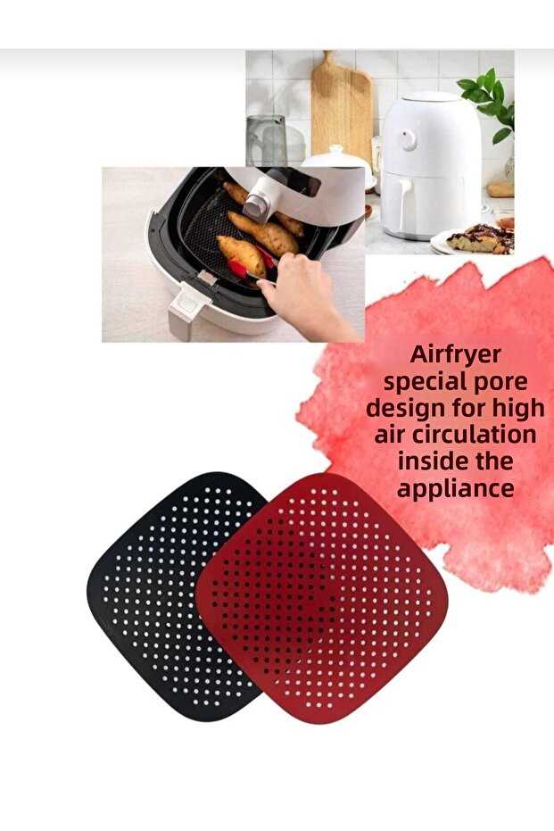 حصيرة طهي سيليكون مربعة من Airfryer مقاس 23 سم 2 لون