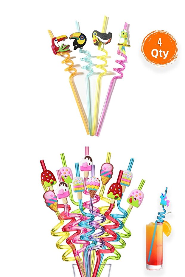 Colorful 4 Reusable Plastic Pipes Glass Cup and Beverage Accessory