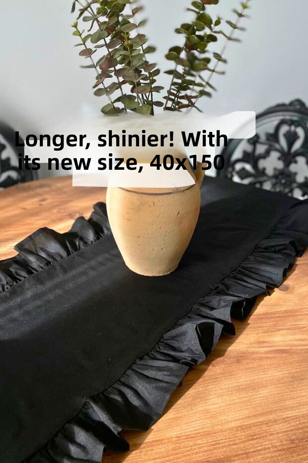 مفرش أسود مكشكش 40x150 أطول وأكثر أناقة!