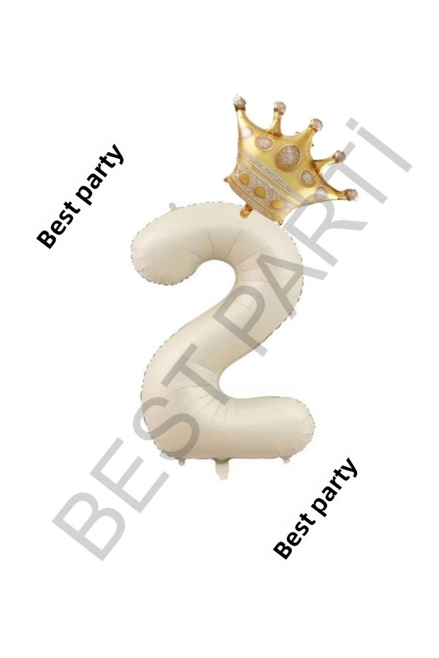 Best Beige Number and King Crown Foil Balloon Set Age 2