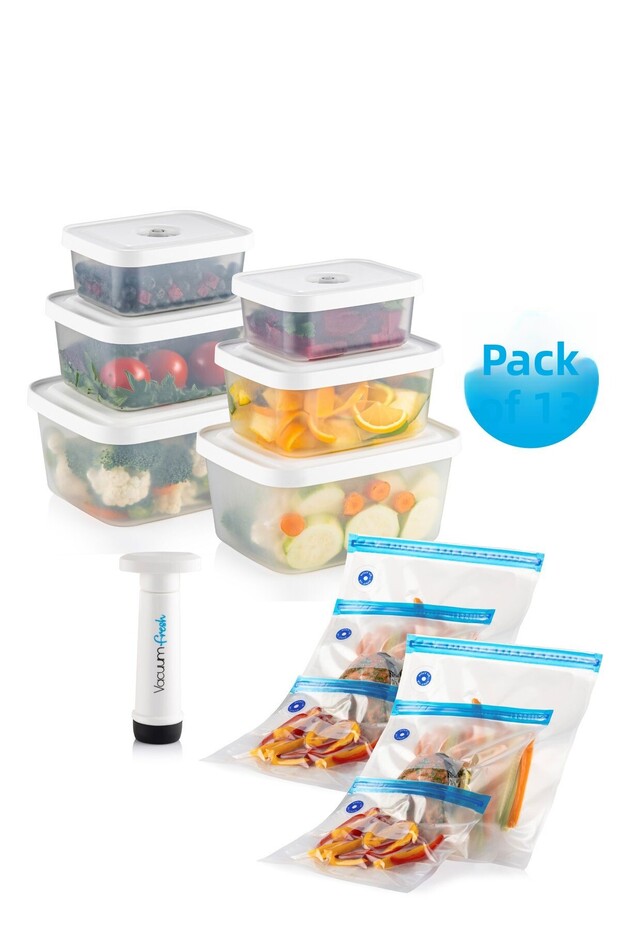 Vacuumfresh 13 Piece Vacuum Food Storage and Vacuum Bag Set