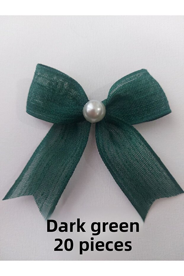 Pearl Detailed Linen Ribbon Napoli Ready-Made Bow (20 Pieces)