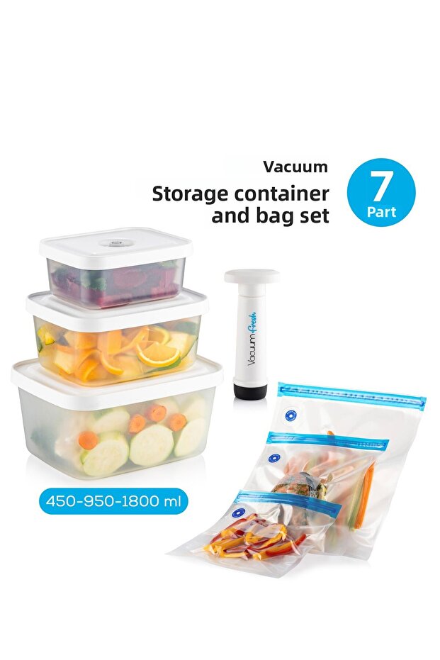 Vacuumfresh 7-Piece Vacuum Food Storage and Vacuum Bag Set