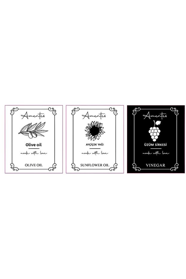 water resistant label olive oil sunflower oil and vinegar 3 pcs