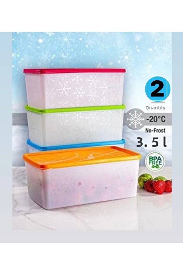 2 Pieces 3.50 Lt No Frost Storage Container, Freezer Food Container -20 Degrees