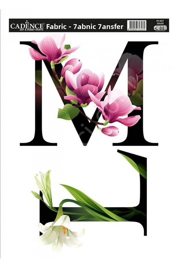 Kt-57 Cadence Fabric Transfer 25X35 Floral Letter Series