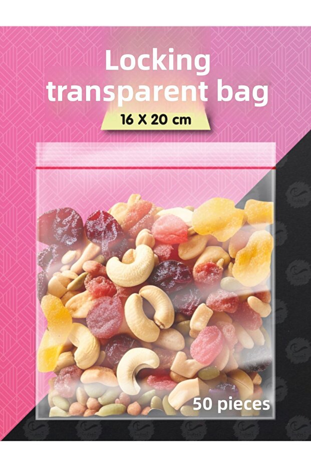 Ziplock Bag 16X20 cm 50Pcs Transparent Ziplock Bags for Henna, Snacks, Nuts, Etc.-T1071