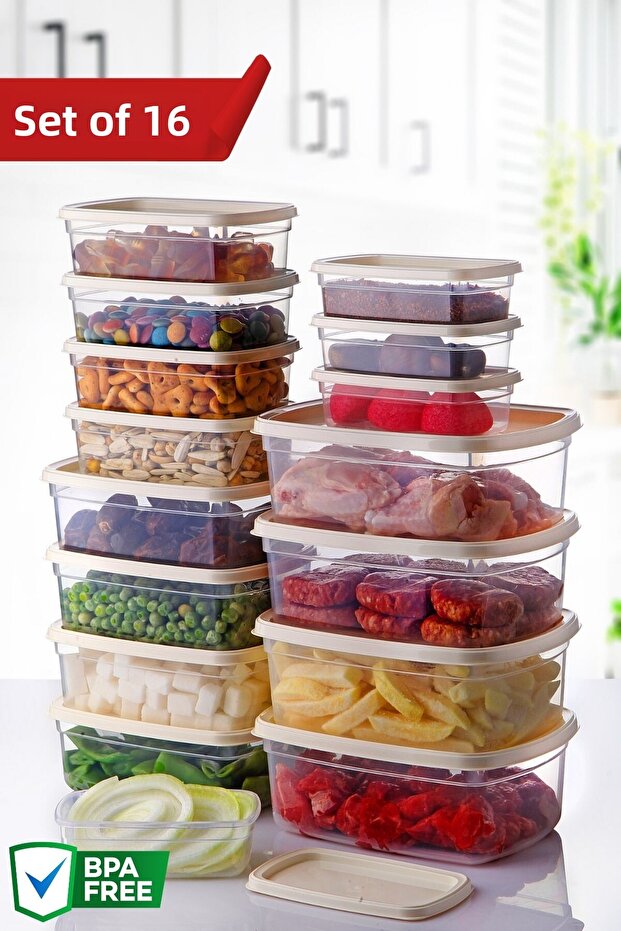 Easybox Set of 16 - Multi-Purpose Storage Container Set for Microwave and Freezer - 1