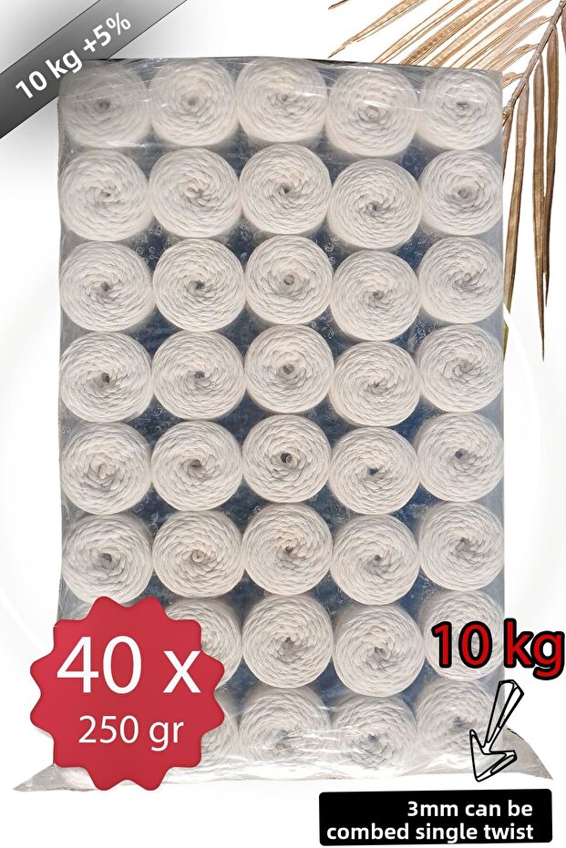 خيط مكرامية 3 مم - قابل للتنقيط 10 كجم 40 قطعة 250 جرام - 1