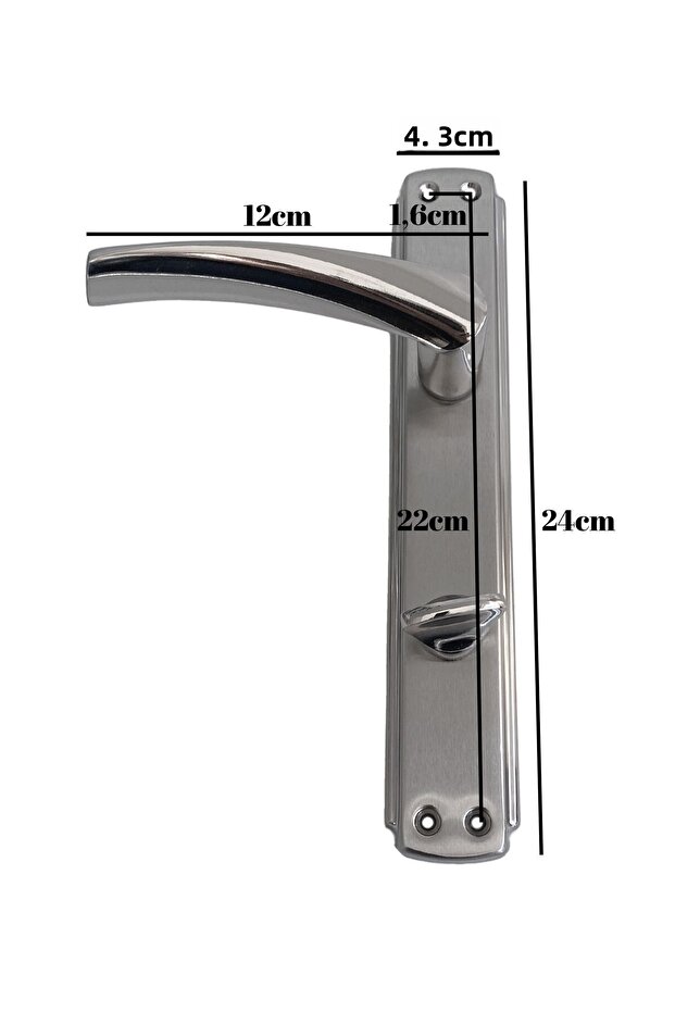 Serçe Bravo Chrome Door Handle - One Door with Mirror Wc and Bathroom (1 Set) (Right) - 4