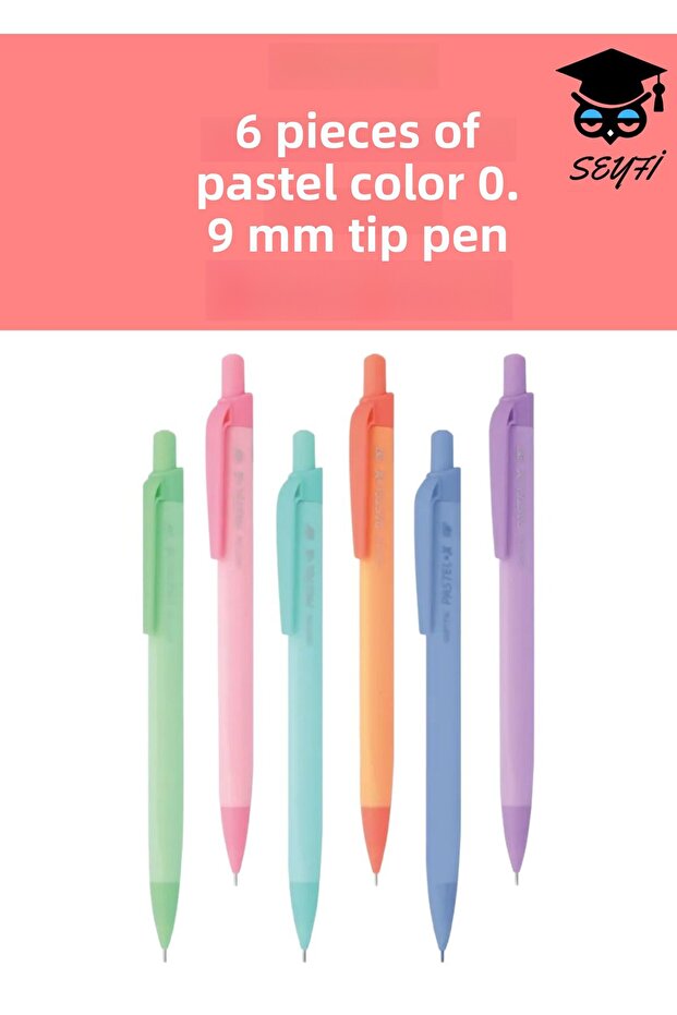 6 Pcs Pastel Color 0.9 mm Nib Pen