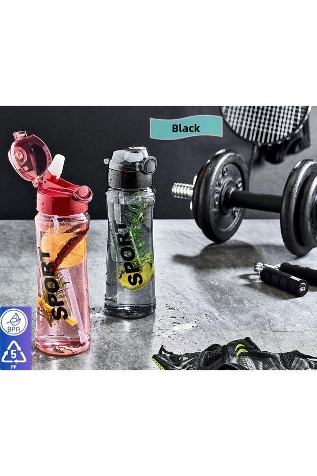 Transparent Sports Water Bottle with Straw Office and School Water Bottle Fitness Water Bottle Detox Water Bottle Bpa Free 750 ml