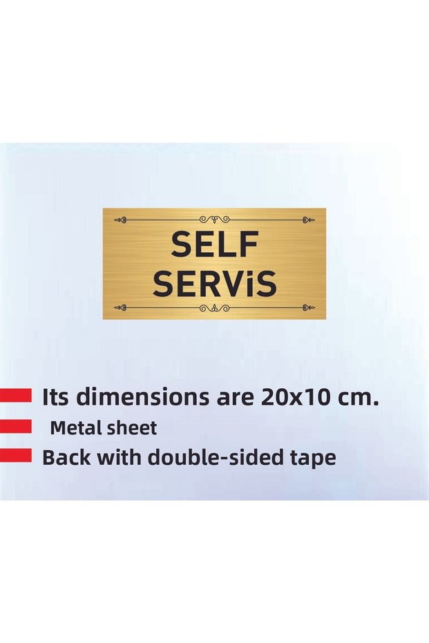 Self-Service Written Gold Metal Sheet 20 X 10 cm