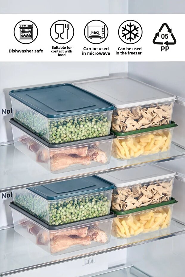Freshkeep Storage Container Set of 6 Suitable for Microwave and Deep Freezer - White / 6*6000 ml - 4